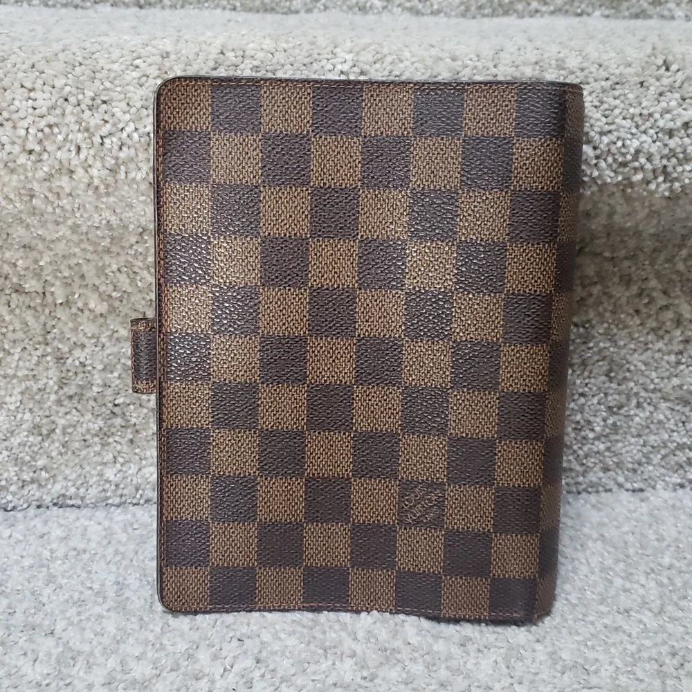 Louis Vuitton Damier Ebene Checkered Brown Planner Agenda Authentic mm size